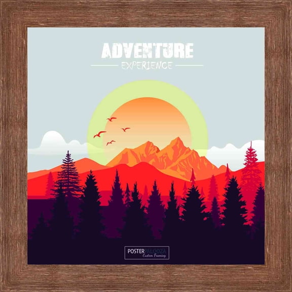 13x13 Brown Rustic Wide Barnwood Picture Frame - UV Acrylic, Foam Board Backing, Hanging Hardware