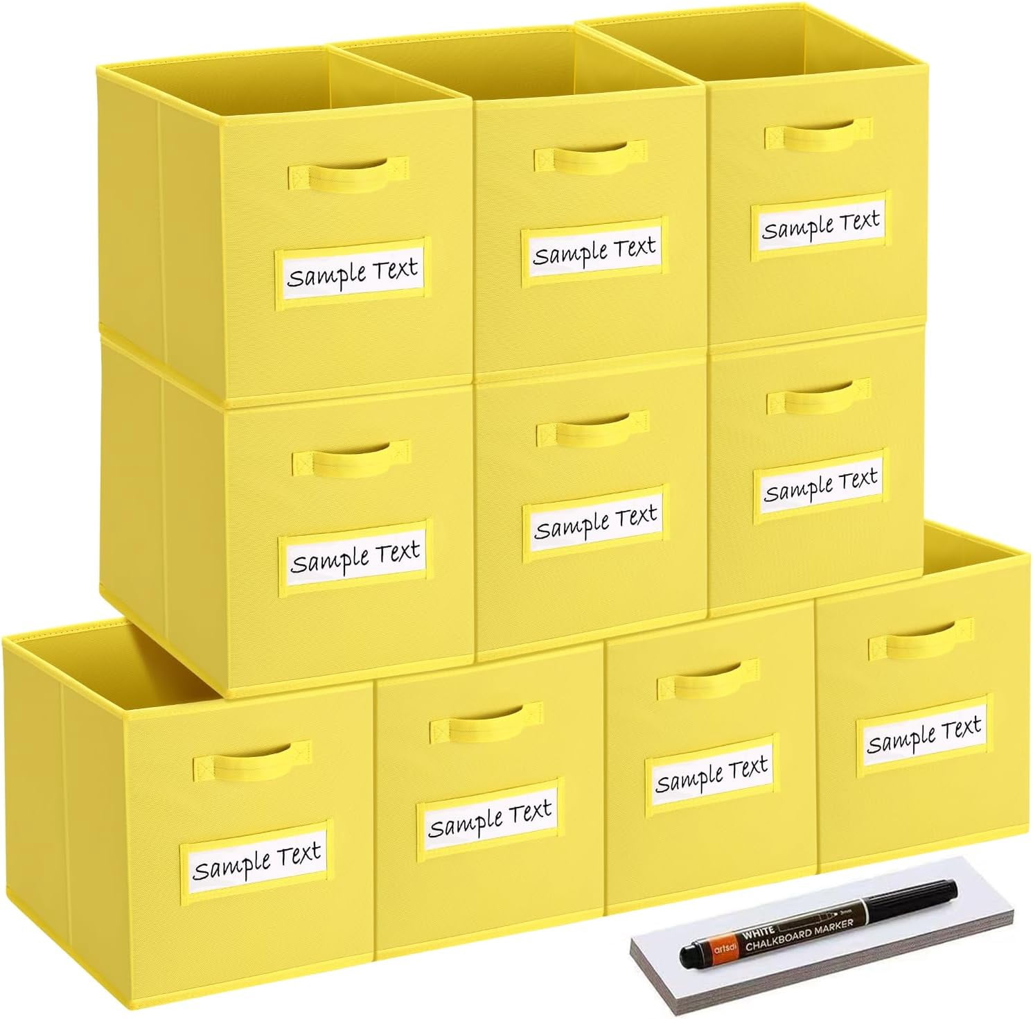 13x13 Foldable Fabric Storage Cube Bins, Set of 10 with Label Window ...