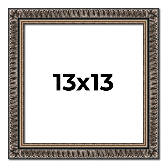 13x13 Frame Black Feather Payton Ornate Solid Wood Picture Frame Width 1.75 Inches | Interior Depth
