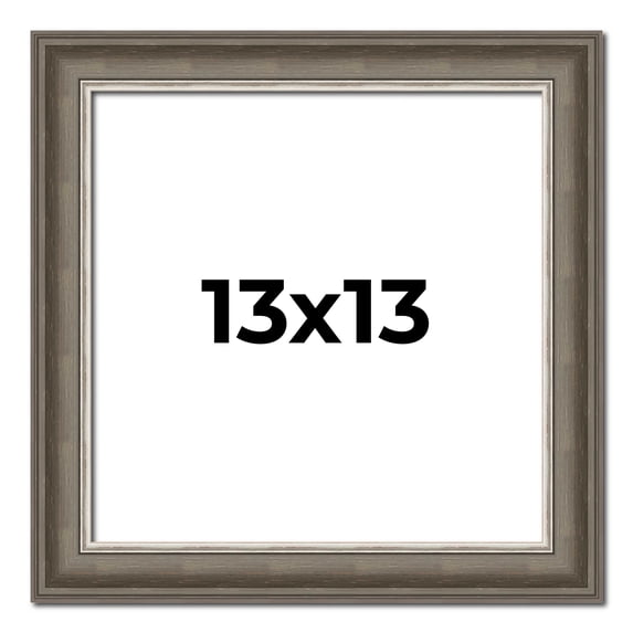 13x13 Frame Brown Solid Wood Picture Frame | 1.75 Inch Moulding Width | Austin Frame Complete with