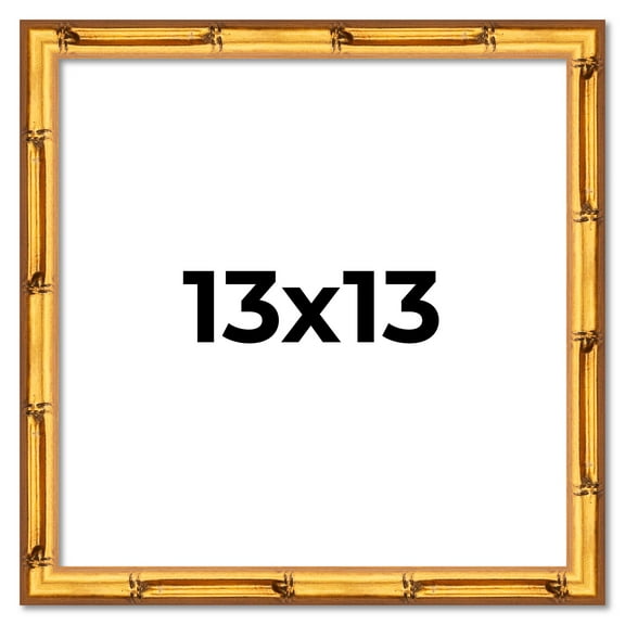 13x13 Frame Gold Bamboo Solid Wood Picture Frame | 1 Inch Moulding Width | Interior Frame Depth