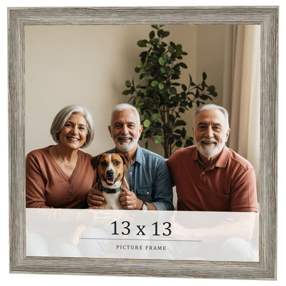13x13 Frame Grey Solid Wood Picture Frame Width 1 Inches | Interior Frame Depth 0.5 Inches |