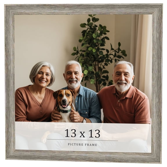 13x13 Frame Grey Solid Wood Picture Frame Width 1 Inches | Interior Frame Depth 0.5 Inches |