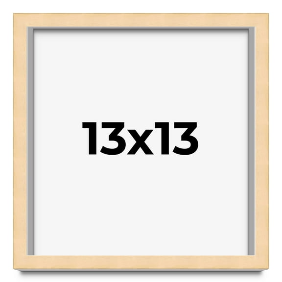 13x13 Frame Natural Wood Picture Frame | 0.75 Inch Moulding Width | with UV Acrylic Plexiglass,