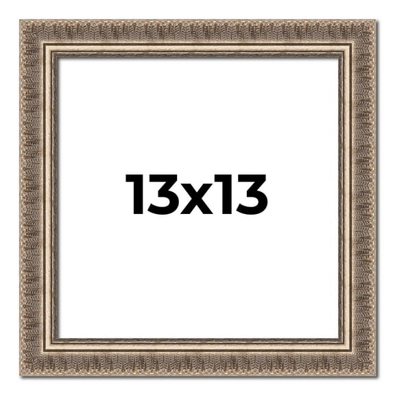 13x13 Frame Silver Harvest Ornate Solid Wood Picture Frame | 1.75 Inch Moulding Width |Mayflower