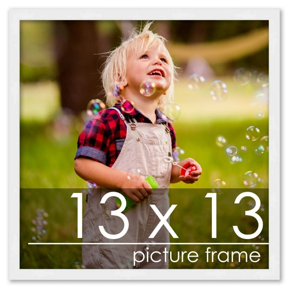 13x13 Frame White Wood Picture Square Frame - Picture Frame Includes UV Acrylic, Foam Board Backing, & Hanging Hardware!