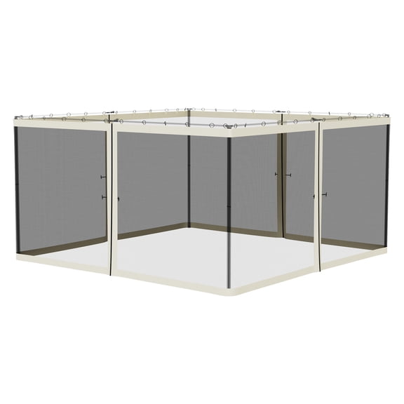 13x13 Gazebo Netting Replacement, Mosquito Net Screen with Zippers, Polyester Gazebo Side Panels, Outdoor Canopy Netting, Black