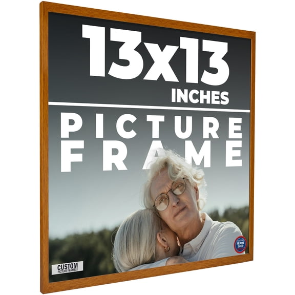 13x13 Honey Brown Real Wood Picture Frame Width 0.75 inches | Interior Frame Depth 0.5 inches |