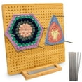 thumbnail image 1 of 13x13 Inch Blocking Board for Crocheting with 15 Stainless Steel Rods Crochet Blocking Board Bamboo Granny Square with Pegs, Gifts for Crocheters Blocking Mats, 1 of 6