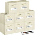 thumbnail image 1 of 13x13 Inch Cube Storage Bins(Set of 8)-Basket Bins with 8 Labels Window Cards & a Pen - Collapsible Storage Organizer Boxes Cube For Nursery Home & Office-Beige, 1 of 11