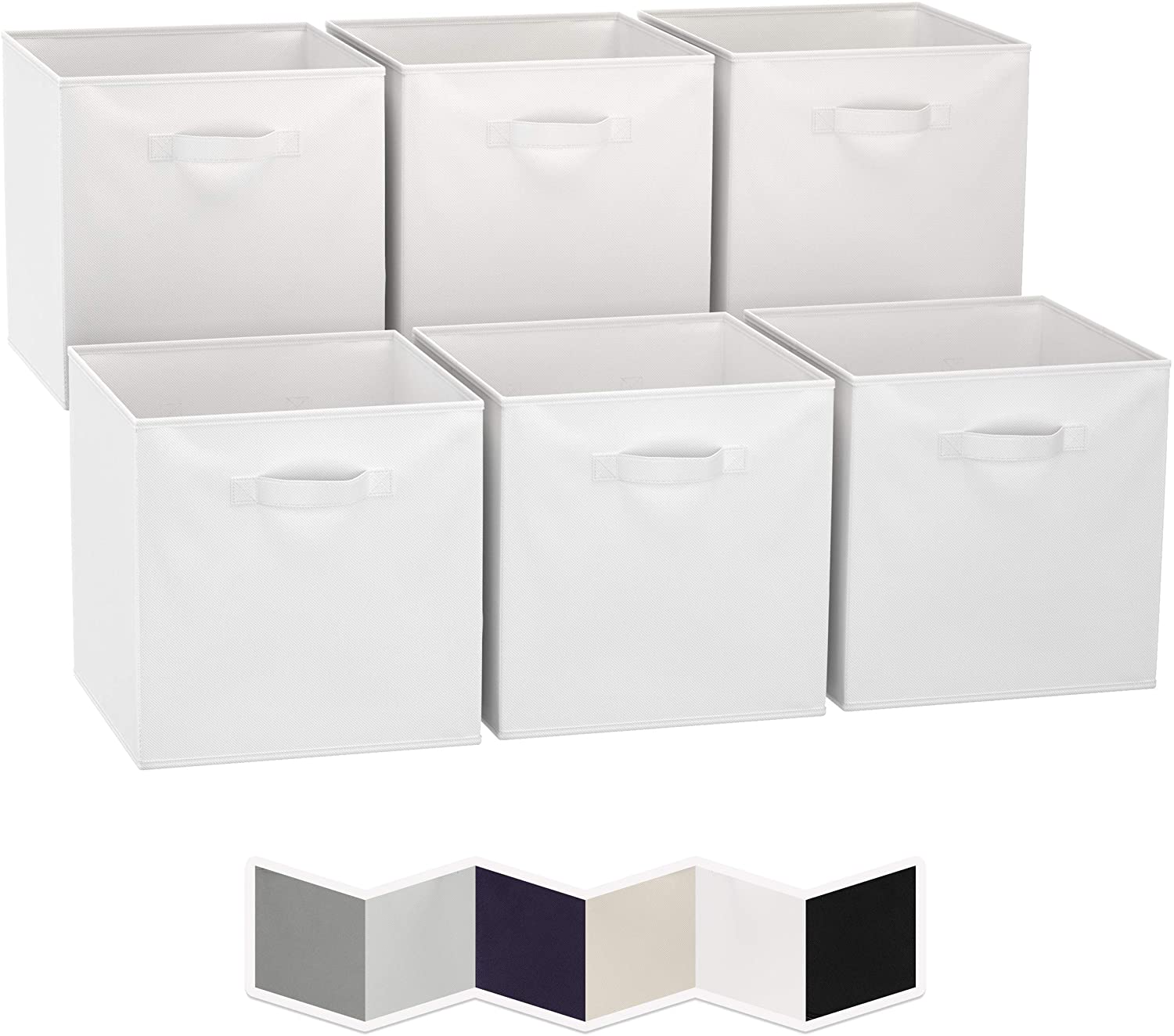 13x13 Large Storage Cubes (Set of 6). Fabric Storage Bins with Dual Handles Cube Storage Bins