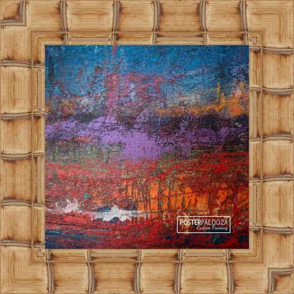 13x13 Natural Wide Bamboo Picture Frame - UV Acrylic, Foam Board Backing, Hanging Hardware