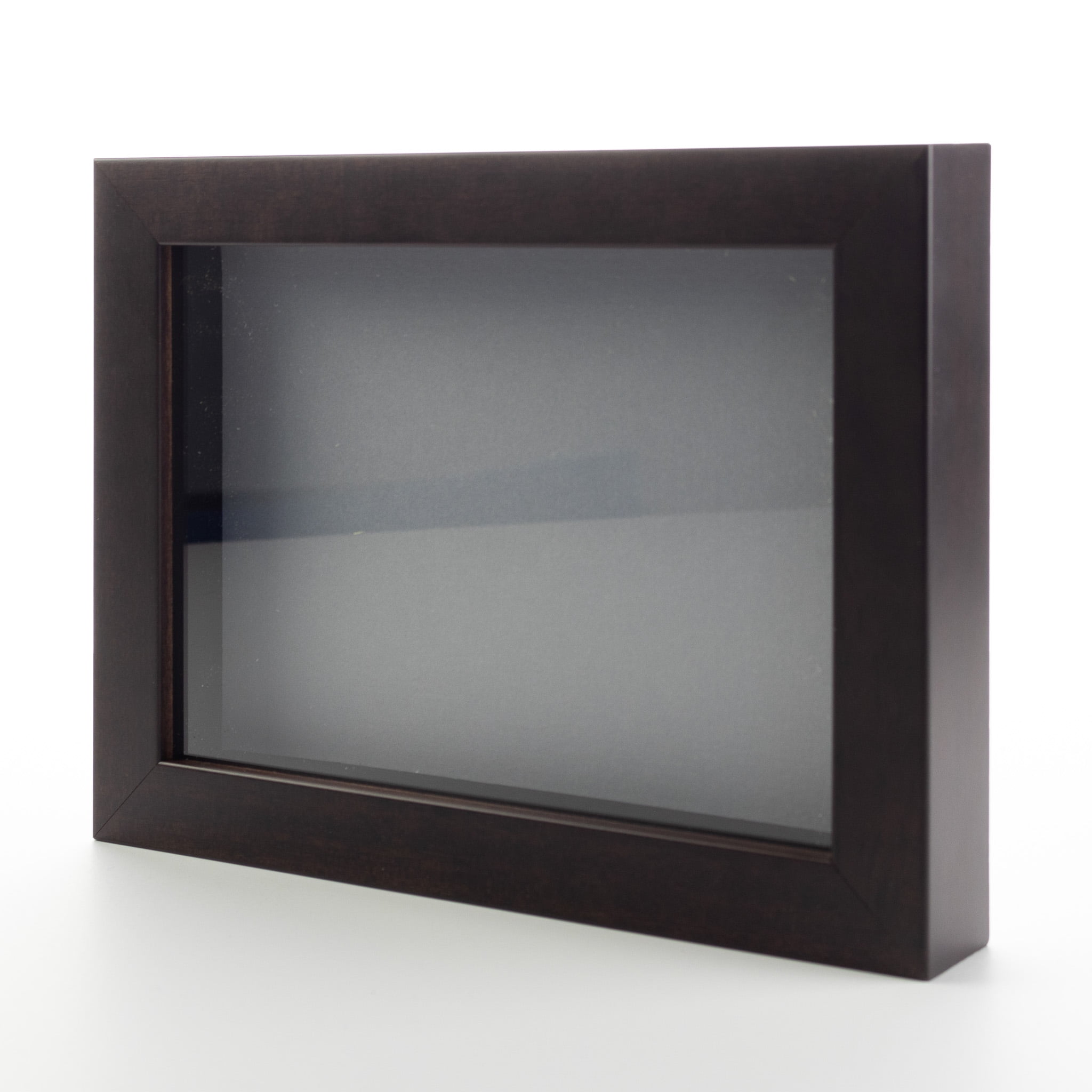 13x13 Dark Brown Wood Shadow Box Frame with Grey Backing