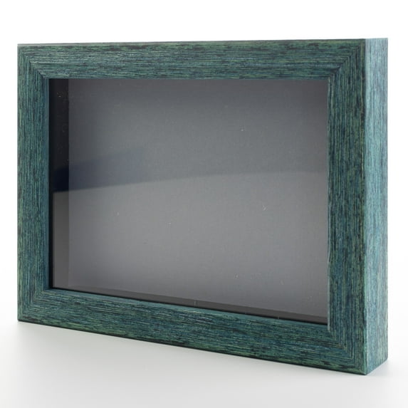 13x13 Shadow Box Frame Farm Blue Real Wood with a Grey Acid-Free Backing | 13/16" of Usuable Depth