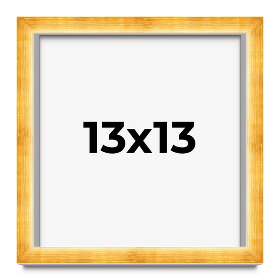 13x13 Shadow Box Frame Gold | 1.625 Inches Deep Real Wood Traditional Shadowbox Display Frame | UV