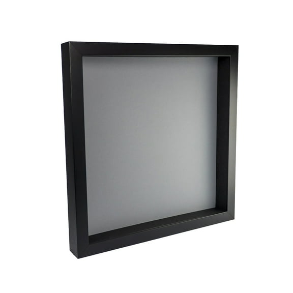 13x13 Shadow Box Frame In Black With A 1 3/4" Usable Depth Includes Grey Acid-Free Backing, UV