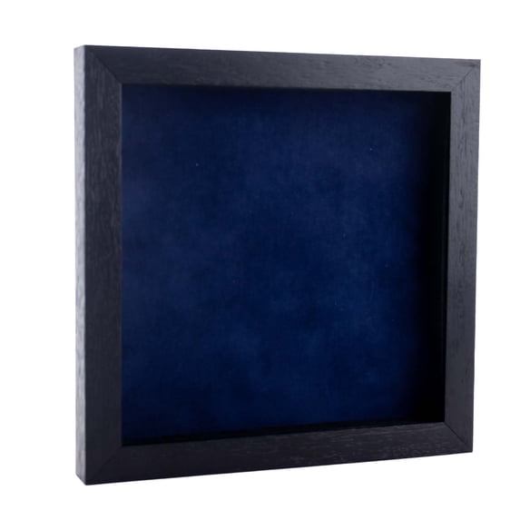 13x13 Shadow Box Frame Textured Black Wood | With a 3/4" Usable Display Depth | Includes a Navy