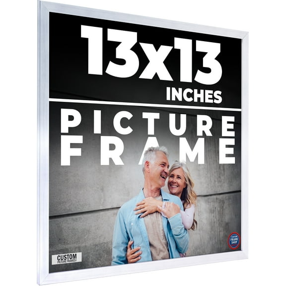 13x13 Silver Wood Picture Square Frame - UV Acrylic, Foam Board Backing, Hanging Hardware