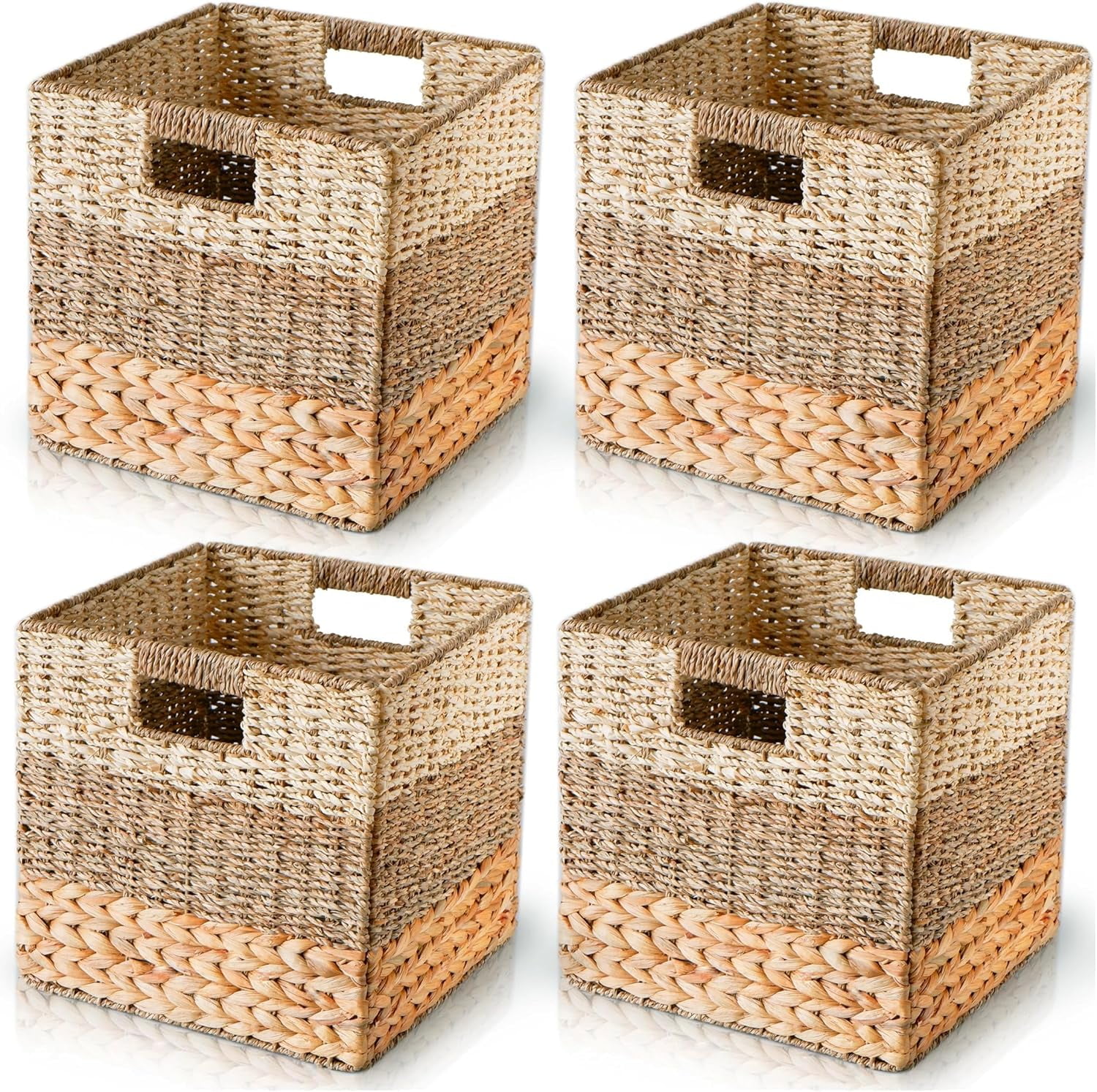 13x13 Storage Cube Bins, Wicker Storage Basket for Cube Shelf, Natural ...