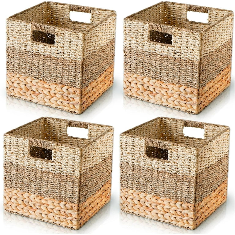 13x13 Storage Cube Bins, Wicker Storage Basket for Cube Shelf