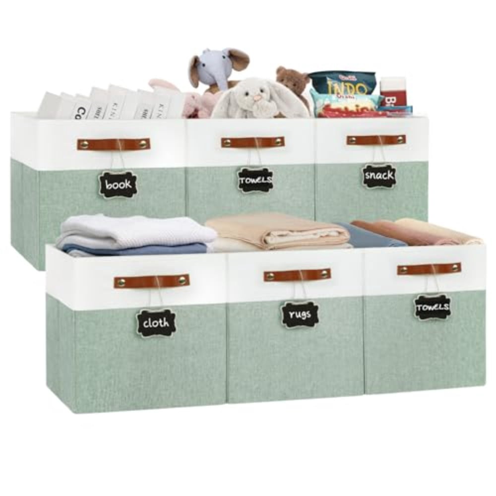 13x13 Storage Cubes 6-Pack Large Foldable Fabric Cube Storage Bin with ...