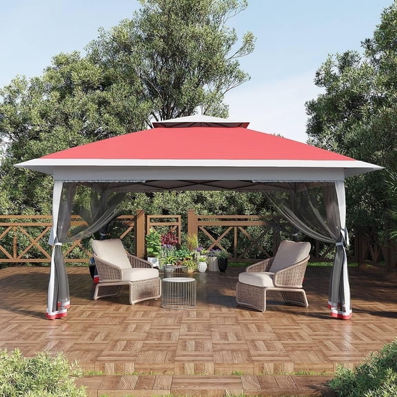 13x13FT with Expansion Bolts, Canopy Tent, Heavy Duty Party Tent & Shelter with Double Roofs, Mosquito Nettings and Privacy Screens Tent for Party, Wedding, Outdoor Dining, Patio, Backyar