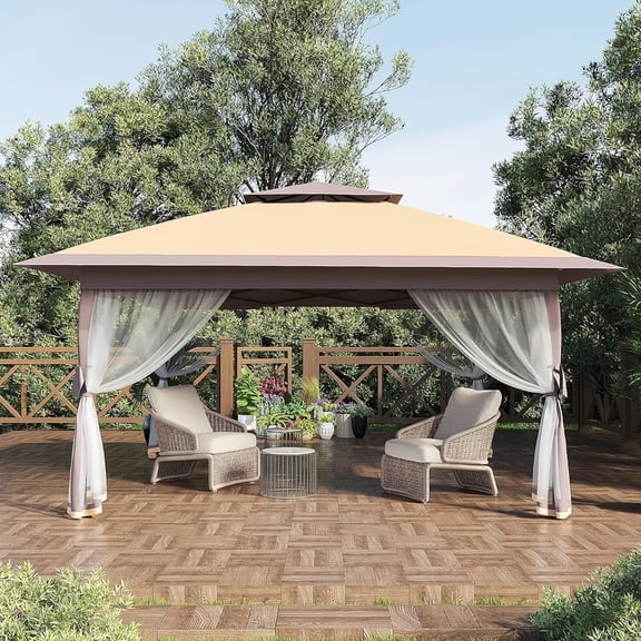 13x13FT with Expansion Bolts, Canopy Tent, Heavy Duty Party Tent & Shelter with Double Roofs, Mosquito Nettings and Privacy Screens Tent for Party, Wedding, Outdoor Dining, Patio, Backyar