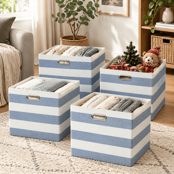 13x13x13 Storcubes Bcollapsible Fabric 4pack Blue-white