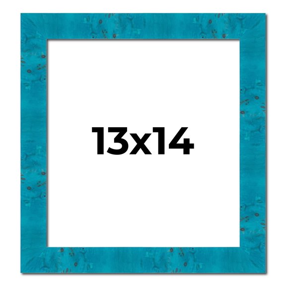 13x14 Frame Blue Teal Burl Wood Picture Frame | 1.75 Inch Moulding Width | Interior Frame Depth 0.5