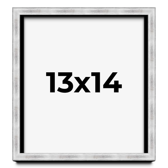 13x14 Frame Brushed Silver Solid Wood Picture Frame | 0.75 Inch Moulding Width | Rabbet Depth 0.75