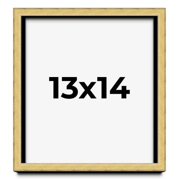 13x14 Shadow Box Frame Gold | 1.375 Inches Deep Real Wood Contemporary Shadowbox Display Frame | UV