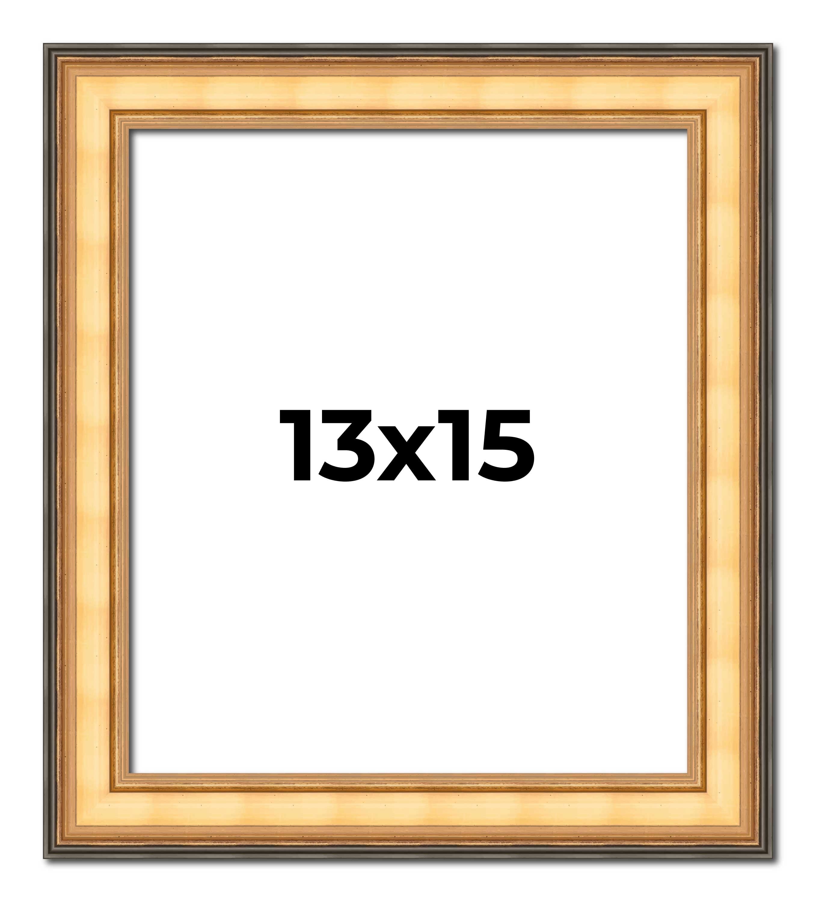 13x15 Frame Gold Plein Aire Solid Wood Picture Frame Width 2 Inches ...