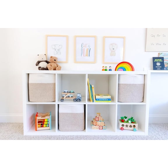 13x15x13 Kallax Storage Cubes Bins, 3 Pack | Cotton Rope Cube Storage Bin Woven Baskets for Organizing | Kallax Insert Storage Baskets for Shelves Organizer, Kids Toy, Closet Baby Nursery