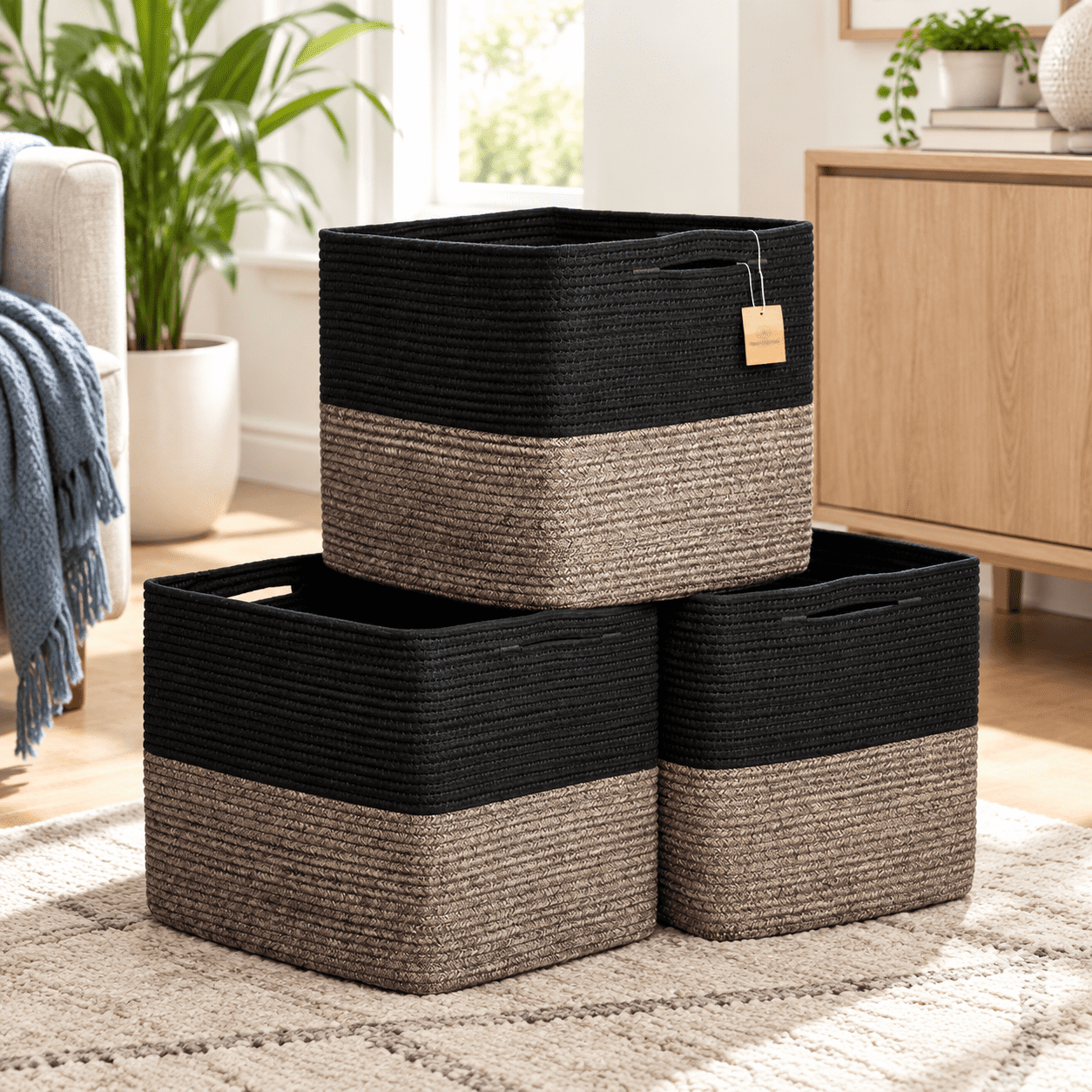 13x15x13 Kallax Storcubes B 3 Pack |ton Rope Cube Bin Woven Baskets For ...