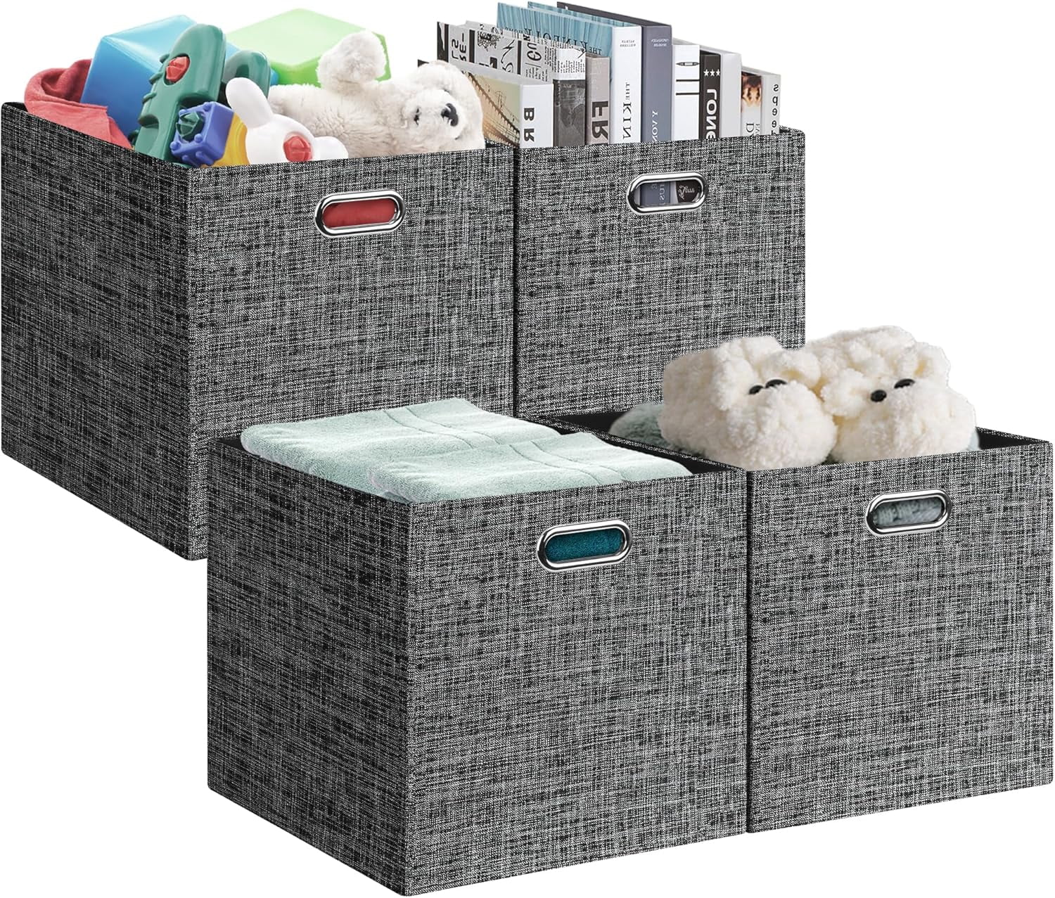 13x15x13in Collapsible Storage Bins, Fabric Foldable Cube Storage Boxes