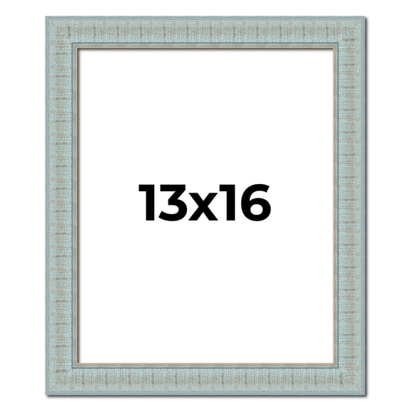 13x16 Frame Blue Teal Distressed Solid Wood Picture Frame | 1.625 Inch Moulding Width | Sonoma Blue