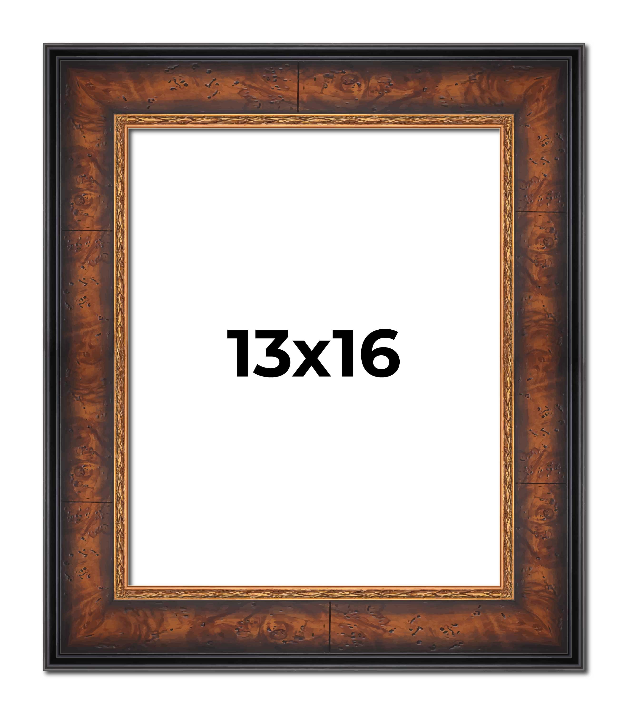 13x16 Frame Brown Walnut Gold Ornate Trim Solid Wood Plein Air Picture ...