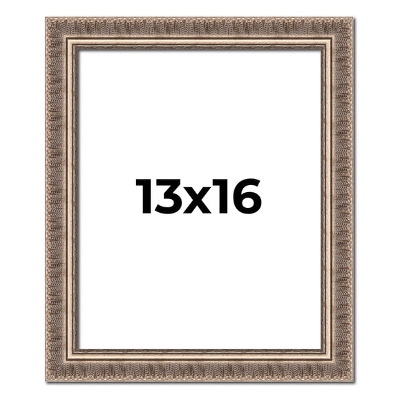 13x16 Frame Silver Harvest Ornate Solid Wood Picture Frame | 1.75 Inch Moulding Width |Mayflower