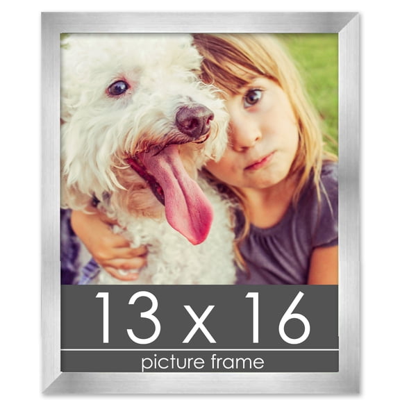 13x16 Silver Wood Picture Frame - UV Acrylic, Foam Board Backing, Hanging Hardware