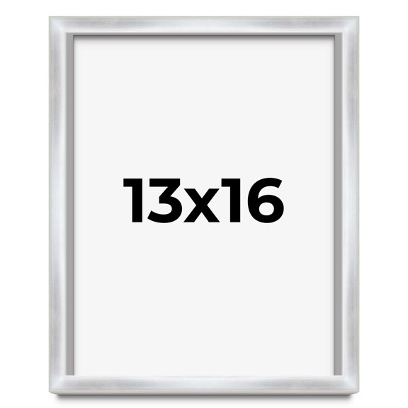 13x16 Frame Silver Whitewashed Wood Grain Solid Wood Shadow Box | 0.75 Inch Moulding Width | 0.75
