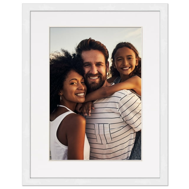 13x16 Frame with Mat - White 15x18 Frame Wood Made to Display Print or Poster Measuring 13 x 16