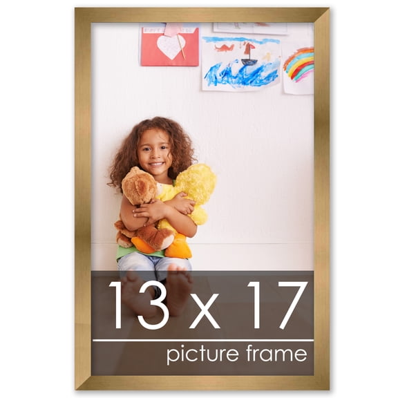 13x17 Gold Bronze Wood Picture Frame - UV Acrylic, Foam Board Backing, Hanging Hardware