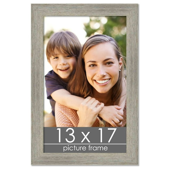 13x17 Grey Rustic Wide Barnwood Picture Frame - UV Acrylic, Foam Board Backing, Hanging Hardware