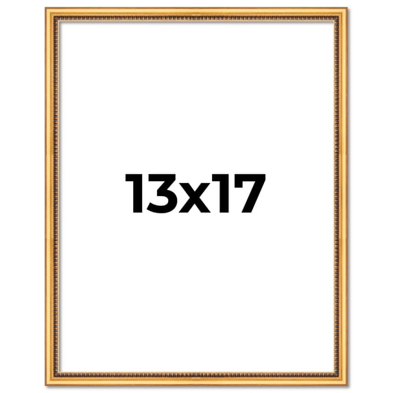 13x17 Frame Beaded Gold Solid Wood Picture Frame | 0.75 Inches Moulding Width | Liscio Oro