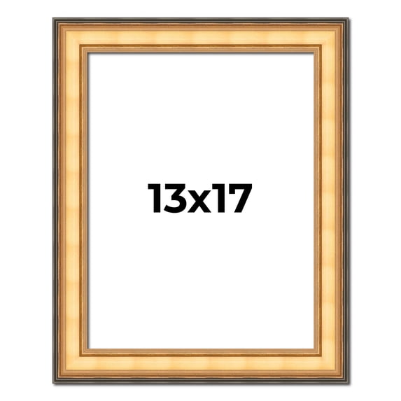 13x17 Frame Gold Plein Aire Solid Wood Picture Frame Width 2 Inches | Interior Frame Depth 0.5