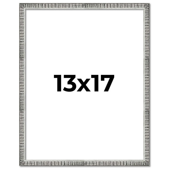 13x17 Frame Silver Grey Distressed Solid Wood Picture Frame | 0.75 Inch Moulding Width | Interior