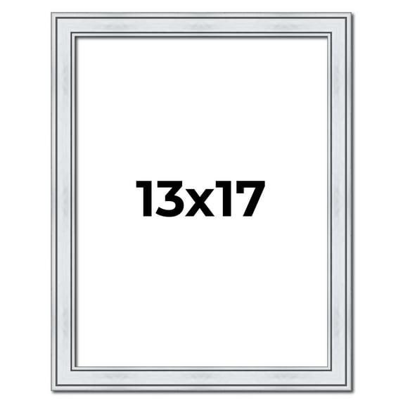 13x17 Frame Sterling Silver Solid Wood Picture Frame | 1.25 Inch Moulding Width | 0.75 Inch