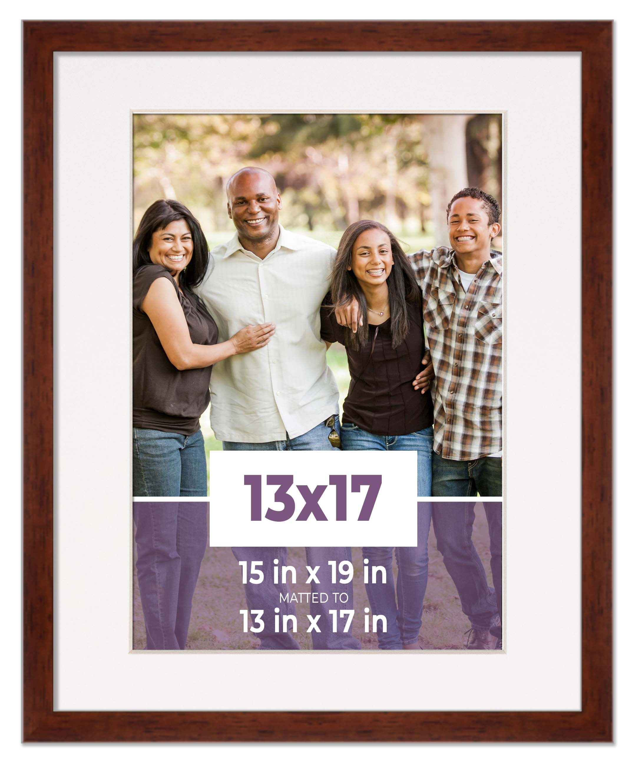 13x17 Frame Walnut With White Picture Mat For 13x17 Photo Walnut 15x19 Frame To Display Print or