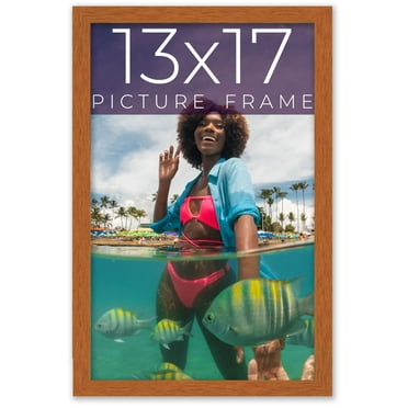 13x17 Honey Brown Real Wood Picture Frame Width 0.75 inches | Interior Frame Depth 0.5 inches |