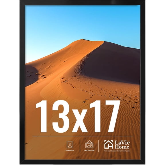 13x17 Picture Frame for Wall Display, 13x17 Black Picture Frame with HD Plexiglas, 13 x 17 Poster Frame 1 Pack, Display Frame for Vertical or Horizontal, Classic Collection